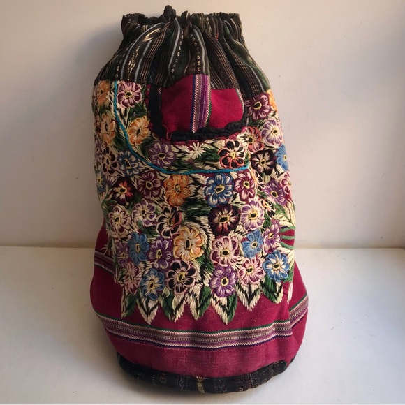 Guatemala Backpack Duffle Multicolor Cloth Embroidered Medium Size Sling Purse - Picture 1 of 6